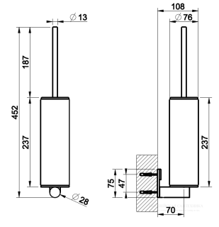 Ёршик для унитаза Gessi 316 54719.239 белый/брашированная сталь